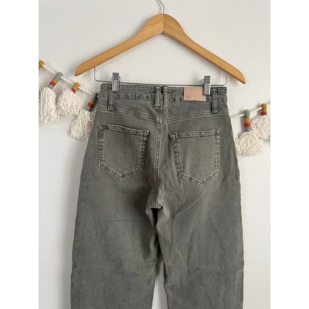 Paige Alexis Cargo Barrel Leg In Vintage Ivy Green Jeans Cotton Blend Denim 25 - Picture 11 of 12